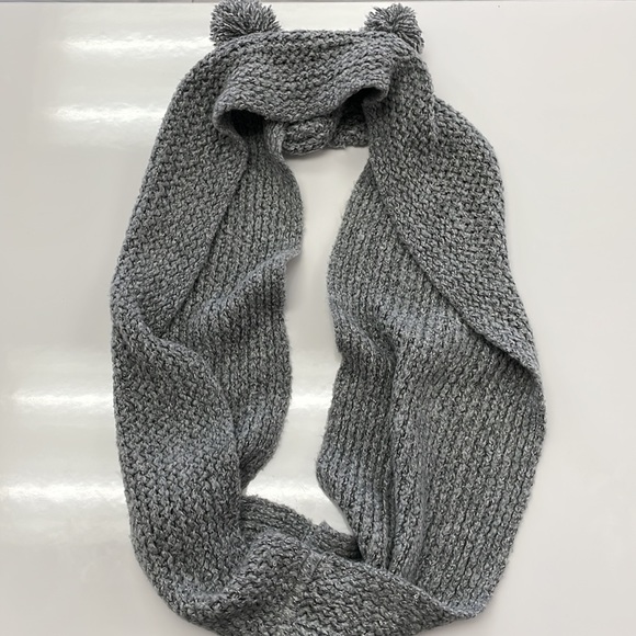 Gray Handmade Infinity Scarf with Pom Pom Ears - Picture 5 of 10